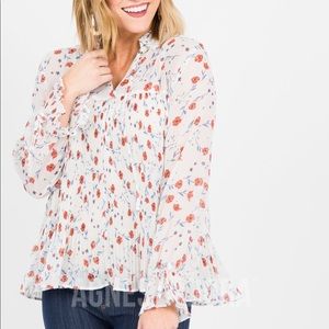 Pleated Bell Sleeve Top